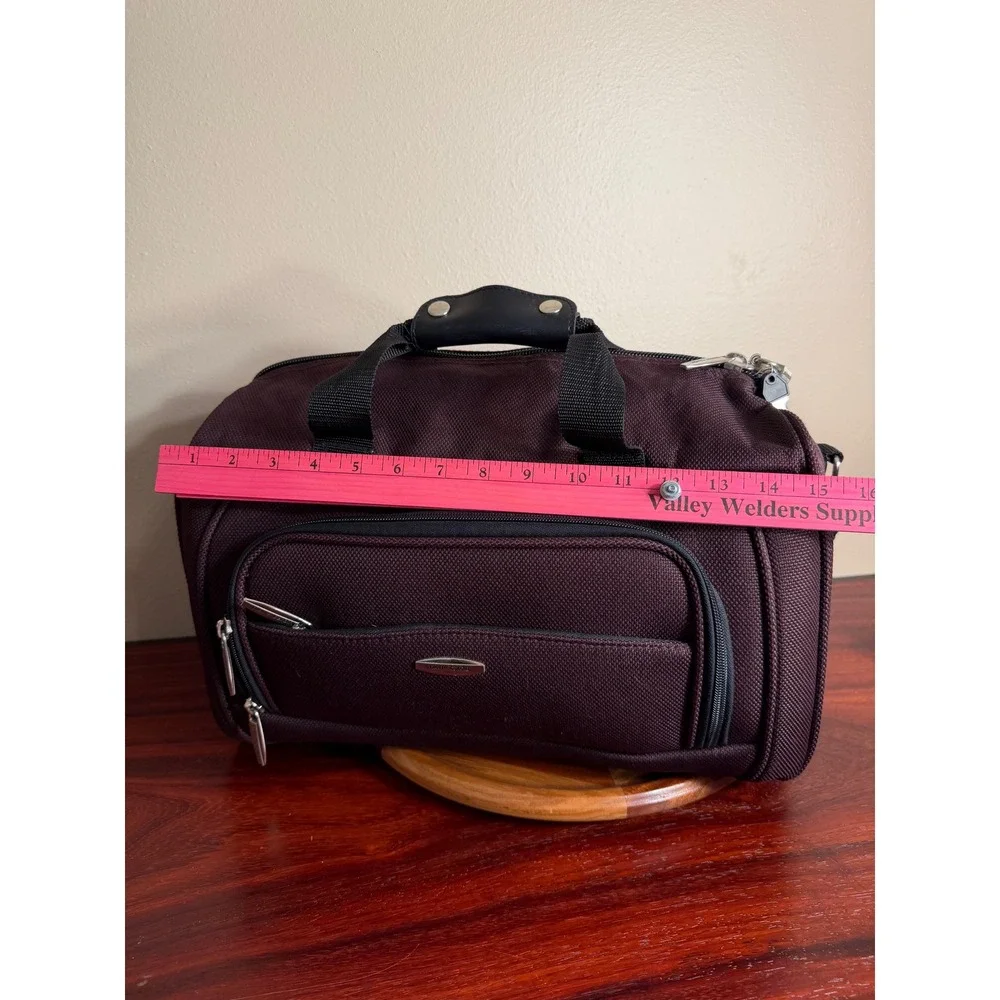 Pierre Cardin Burgundy Ballistic Nylon Travel Duffel Bag Shoulder Strap Lock Key